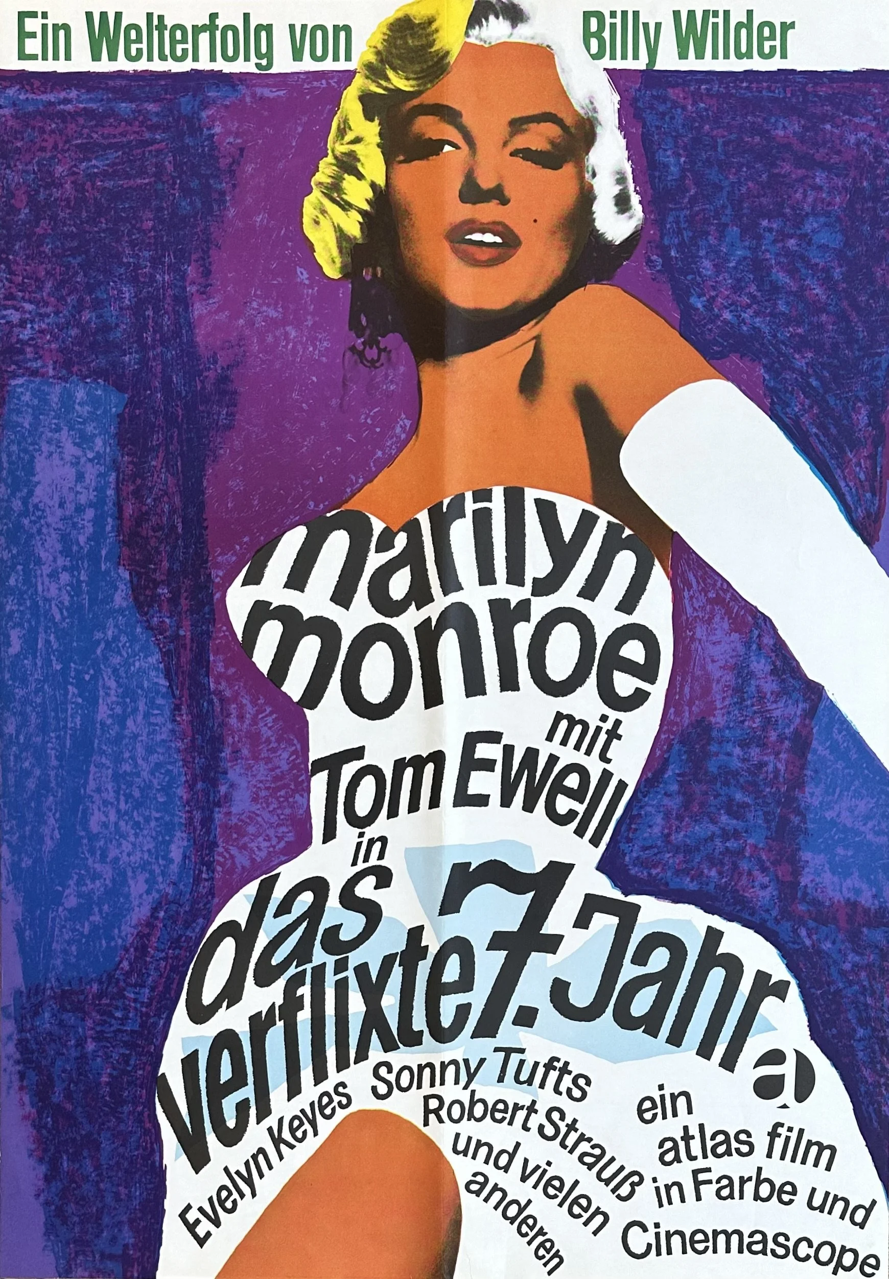 Original vintage cinema movie poster for The Seven Year Itch starring Marilyn Monroe