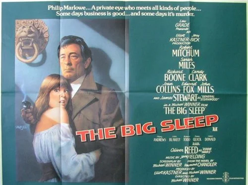 Original vintage UK Quad cinema poster for Chandler mystery movie, The Big Sleep, starring Robert Mitchum