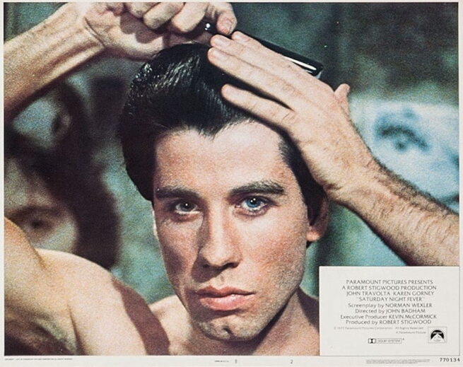 Original vintage US cinema lobby card movie poster for Saturday Night Fever