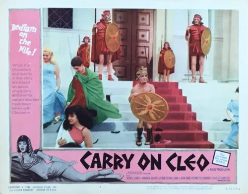 Original vintage cinema lobby card poster for the comedy, Carry On Cleo