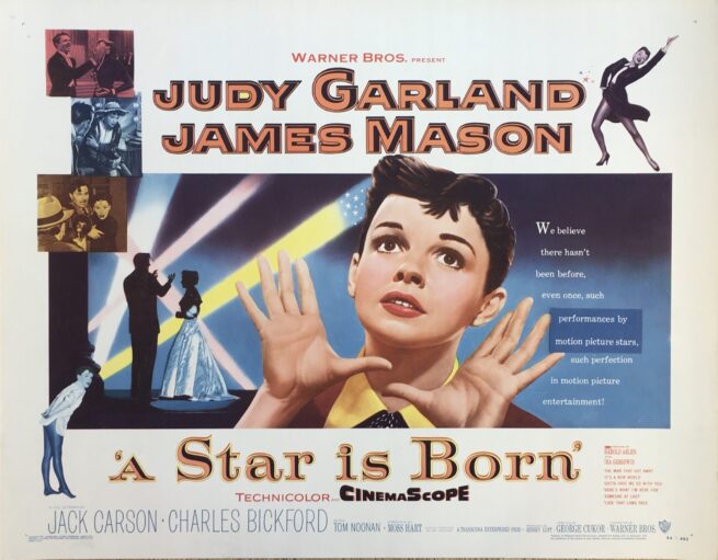Original vintage US Half Sheet movie poster for 1954 film A Star Is Born starring Judy Garland and James Mason