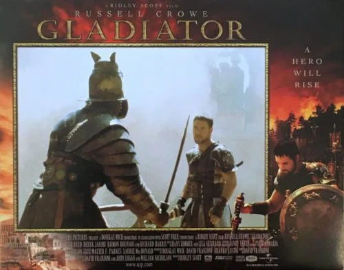 Original vintage US cinema lobby card for Ridley Scott classic, Gladiator