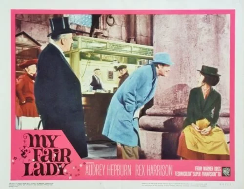 Original vintage US cinema lobby card poster for multi-Oscar winning musical My Fair Lady starring Audrey Hepburn