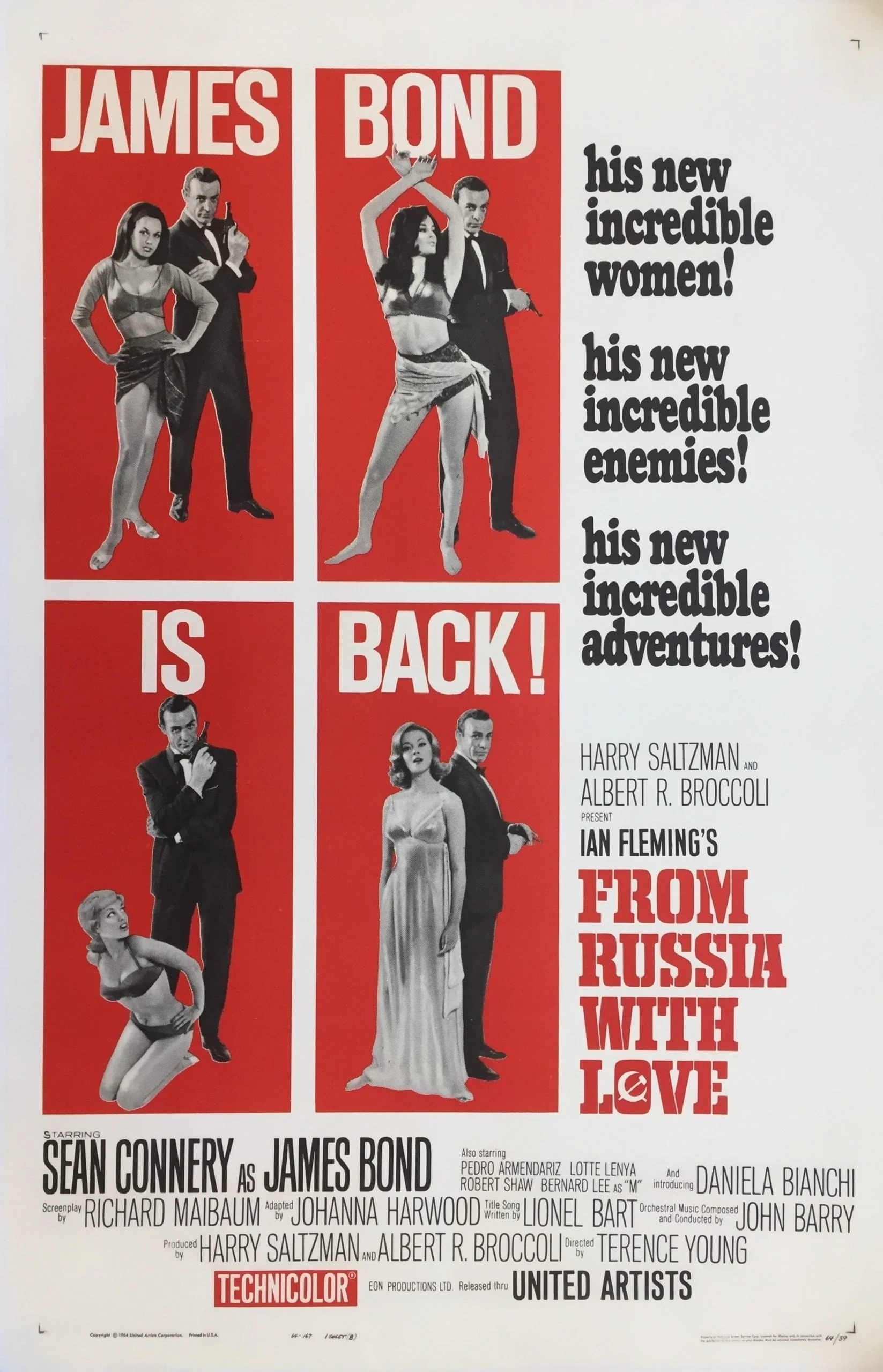 Original vintage US cinema movie poster for From Russia With Love