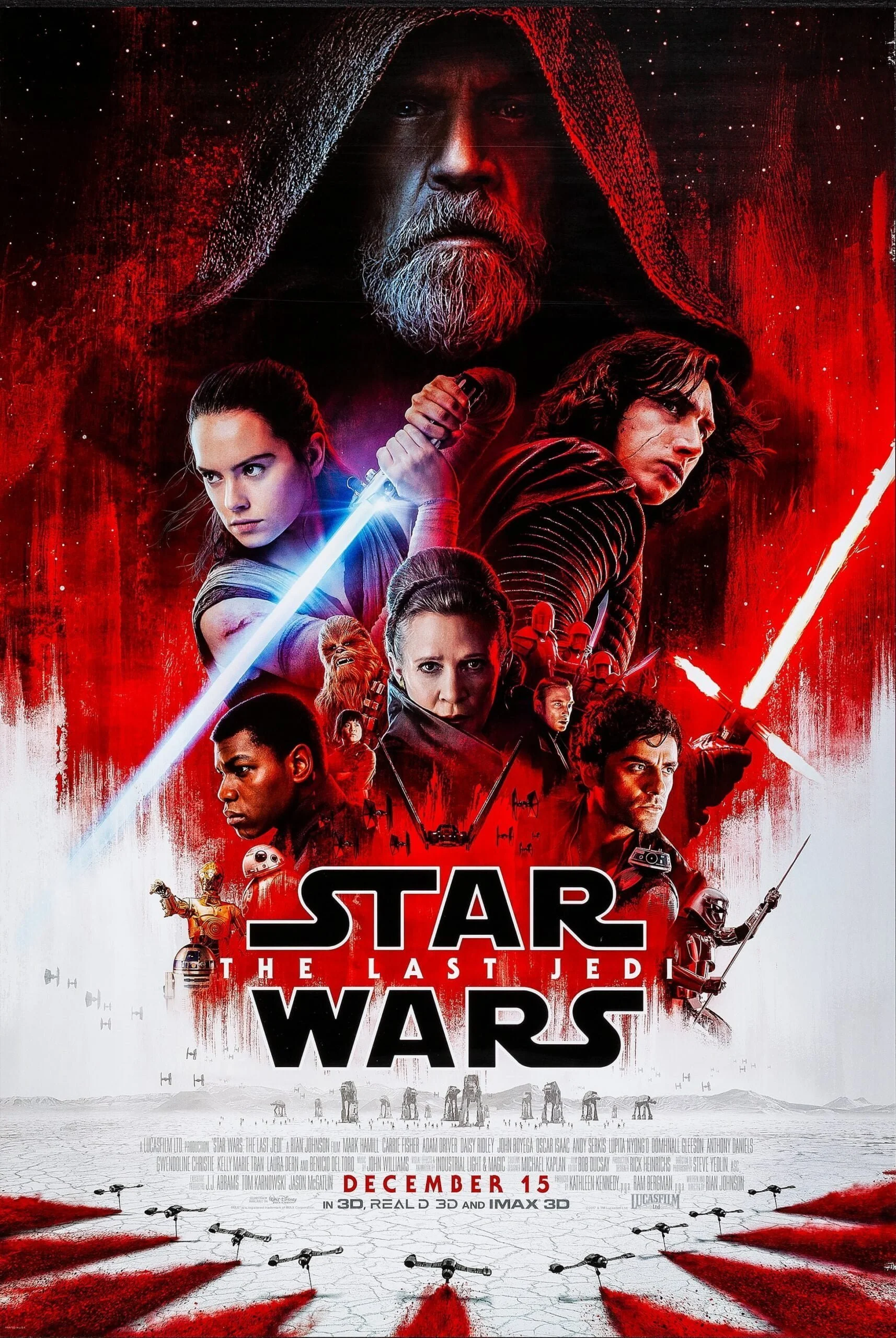 Original vintage cinema movie poster for Star Wars The Last Jedi