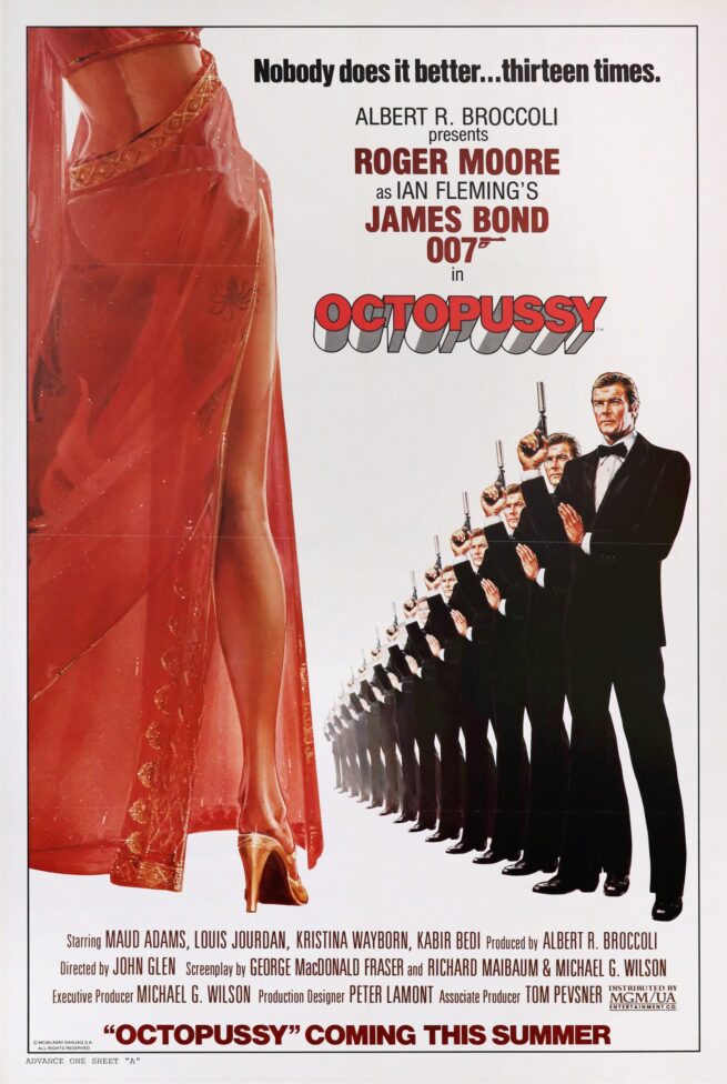 Original vintage cinema movie poster for James Bond 007 film, Octopussy