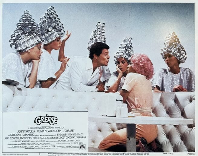 Original vintage cinema lobby card movie poster for the musical, Grease