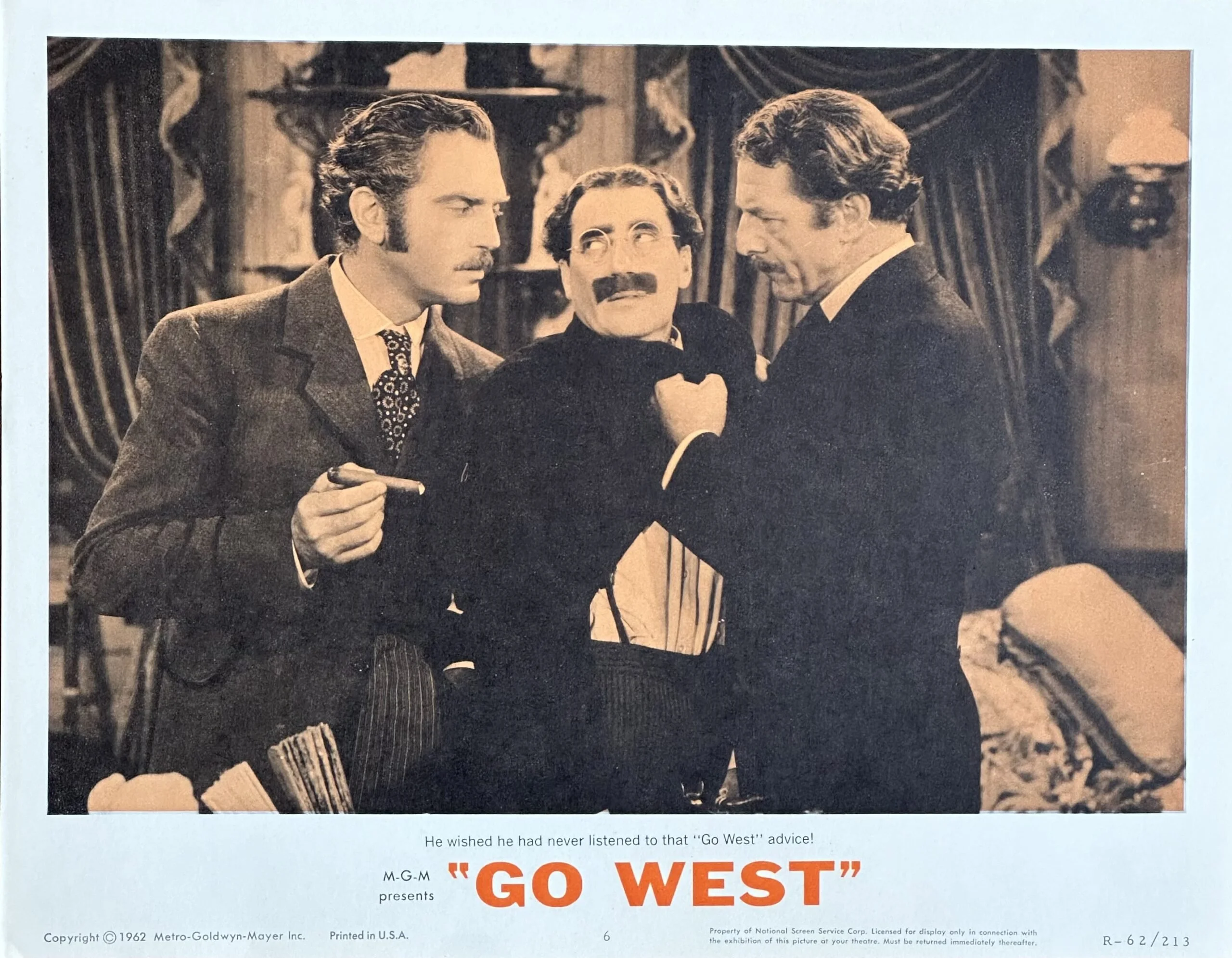 Original vintage cinema lobby card movie poster for Marx Brothers comedy, Go West