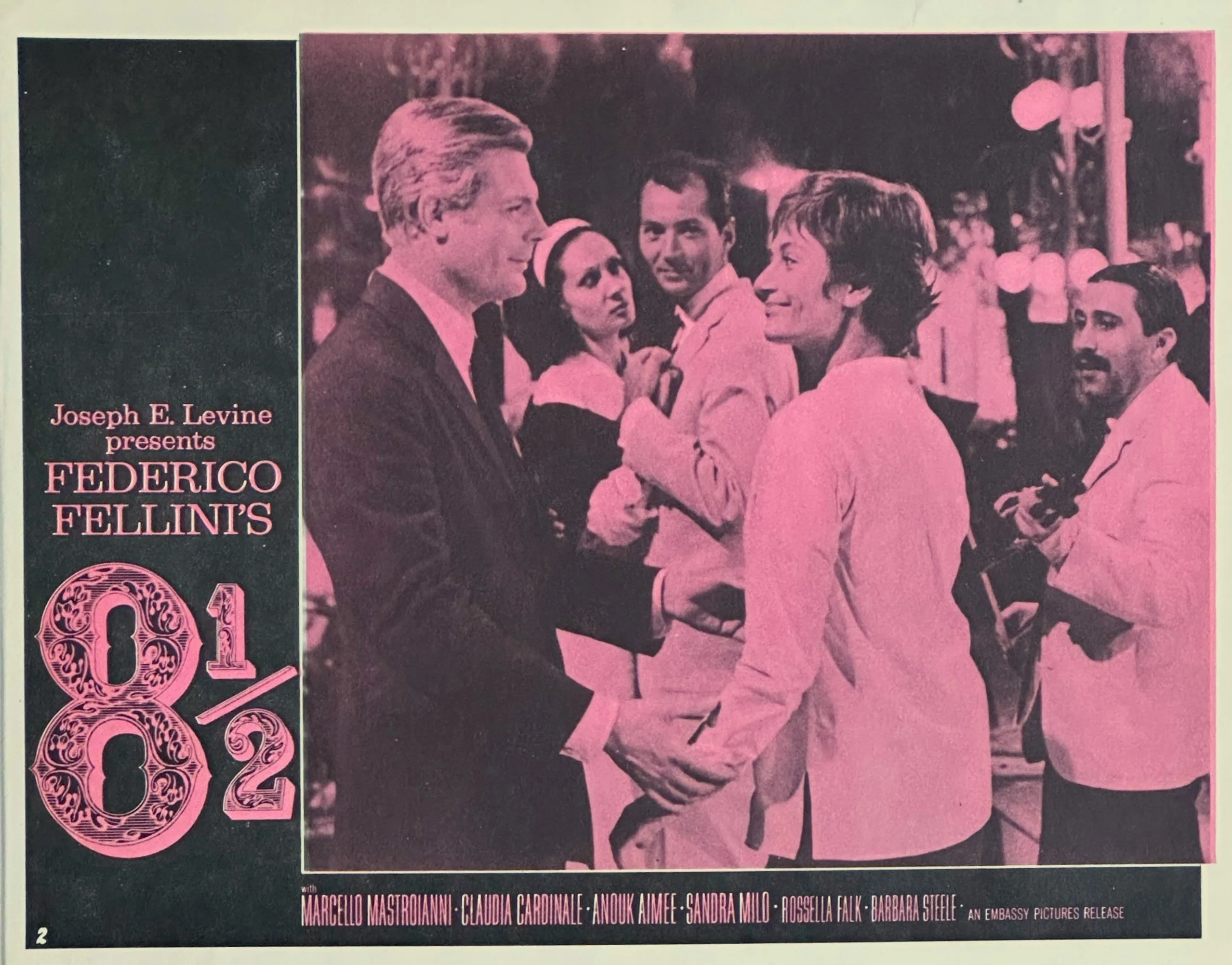 Vintage original US cinema lobby card poster for Fellini's Otto e Mezzo.